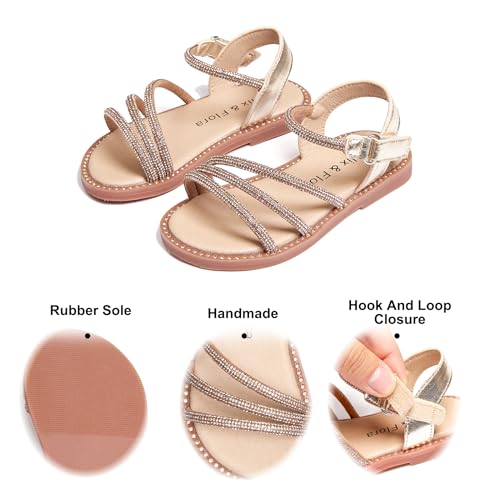 Image of Felix & Flora Toddler Girl Sandals - Flower Girl Dress Shoes Open Toe Little Kid Flats