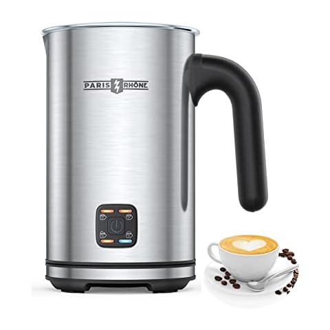 Milk Frother, 4-in-1 Electric Milk Steamer, 10.1oz/300ml Milk Warmer, Paris Rhône Automatic Hot/Cold Stainless Steel Foam Maker for Coffee,Latte, Cappuccino, Macchiato, Hot Chocolate Cover