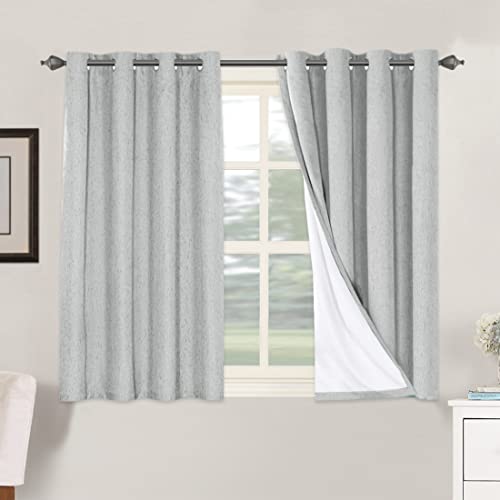Image of H.VERSAILTEX 100% Blackout Curtains for Bedroom Thermal Insulated Linen Textured Curtains Heat and Full Light Blocking Drapes Living Room Curtains 2 Panel Sets, Glacier Gray, 52x45 Inch