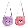 QingWing 2 Piezas Peluche Bolso Niña, Pequeño Adorable Bandolera Infantil Bolso de Mano para Niña Bandolera de Peluche, Regalos Ideales para Navidad Fiestas y Cumpleaños (Rosa, Morado)