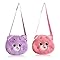 QingWing 2 Piezas Peluche Bolso Niña, Pequeño Adorable Bandolera Infantil Bolso de Mano para Niña Bandolera de Peluche, Regalos Ideales para Navidad Fiestas y Cumpleaños (Rosa, Morado)
