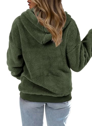 onlypuff Sherpa Pullover Pullover für Frauen Fleece Sweatshirts Winter Warme Tunika Tops Pullover, #1 A-Kaki, XXL
