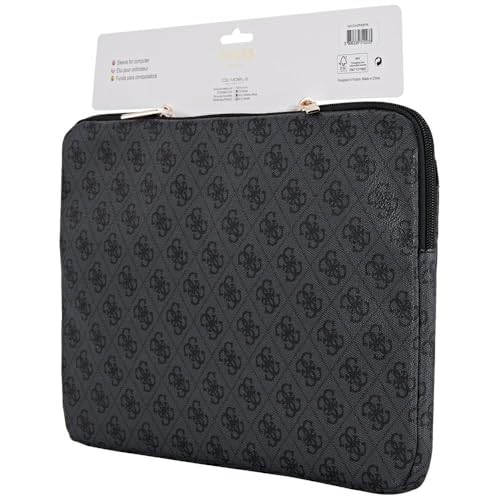 Image of Guess 14-Inch Laptop Sleeve Case Official Licensed by CG MOBILE, Premium PU Leather with 4G Pattren, Zipper Pocket & Iconic Triangle Metal Logo | Stylish Protective Laptop /MacBook Bag for Men & Women