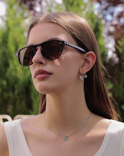 Retro Aviator Sunglasses Women Men, Acetate​ Vintage Flat Top Shades with Trendy Unisex Style3