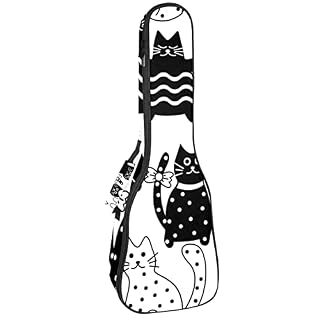 Sac à dos pour ukulélé – Motif chats noirs et blancs – Étanche – Avec bretelles réglables - Les Beatles, Paul McCartney, John Lennon, RIngo Starr, George Harrison