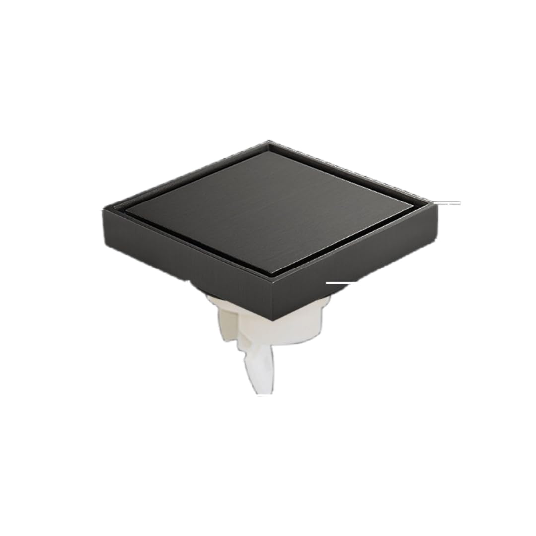 Sumidero Terraza Desagüe De Suelo Antirreflujo De 40 Tubos con Núcleo Abs Ultrafino Color Cobre Negro Cuadrado
