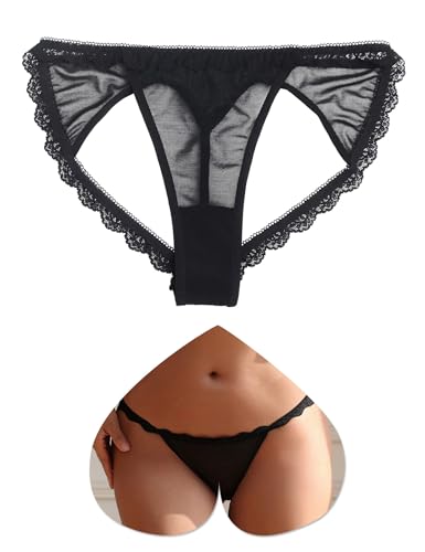 ohyeahlady Mini String Ficelle Ouvert Femme Tanga Dentelle Grande Taille String Sexy Fendu Entrejambe Slip Invisible sans Couture Tenue Hot Ouverte...