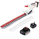 NETTA Cordless Hedge Trimmer & Tree Trimmer - Ultra-Light 2kg, Lithium-Ion Battery & Charger Included – 450mm Laser Blade Electric Trimmer - 16mm Tooth Opening Electric Cutter for Bushes & Branches