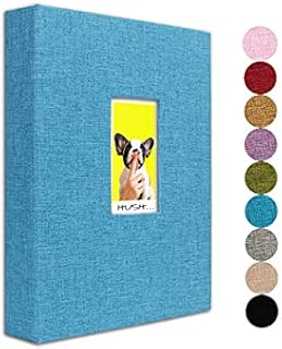 Instax Mini Photo Album 2x3 208 Photos Linen Cover, Front Window, Mini Photo Album with Instax Mini 7s 8 9 11 Photo Album, Polaroid PIC 300, K-pop Photocards, Blue