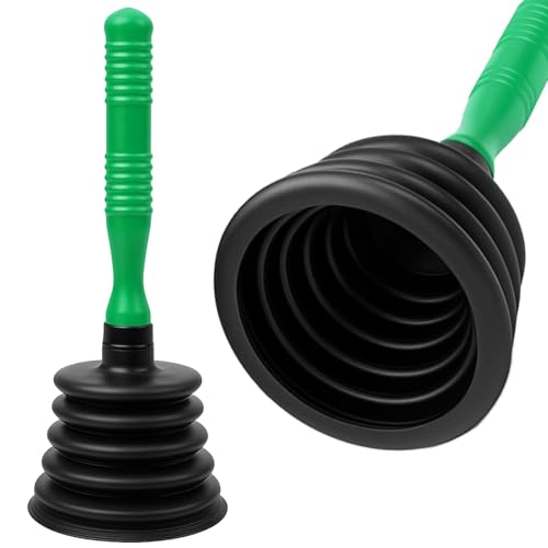 Desatascador Tuberías y Destapador Cañerías – Succión Potente – Elimina Atascos en Ducha, Lavabo, Bañera y Cocina – Desatascador Fregadero Multiusos Duradero (Verde Claro)