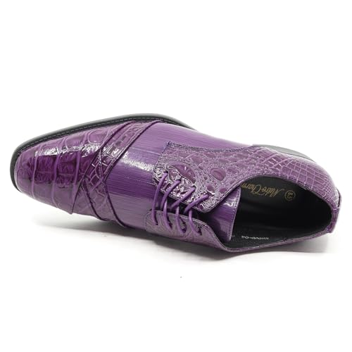 Image of Metrocharm Men's Formal Fashion Tuxedo Wedding Lace Up Cap Toe Dress Shoe croco-04
