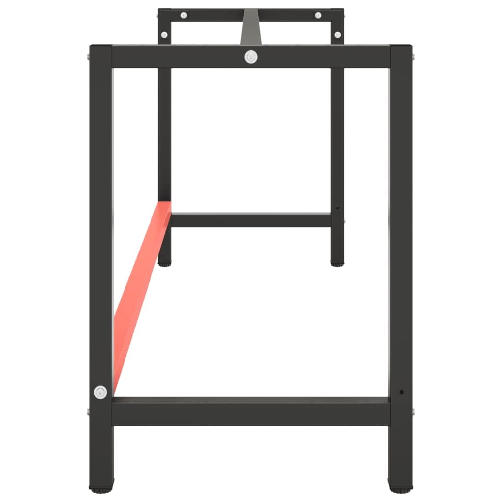 Marco de banco de trabajo (180 x 57 x 79 cm, metal), color negro y rojo mate