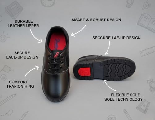 Image of Premium Black Tennis School Shoes for Boys & Girls | Ultra Comfortable Lightweight Lace-Up School Shoes with Superior Grip & Long Lasting Durability