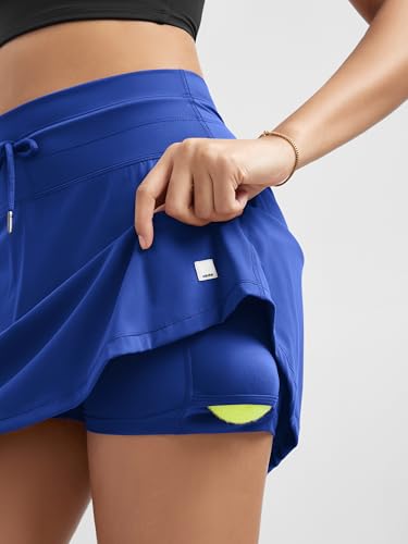 ODODOS Women's Drawstring Tie Daily Skirts Built-in Shorts Athletic Golf Tennis Skorts with Ball Pocket4