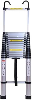 Ladder Telescopic Folding Potable Loft Extension Attic Ladder with Detachable Hook-Soft Close Anti Pinch Finger Protection-Aluminum Lightweight-150kg/330lbs Max Small Gift