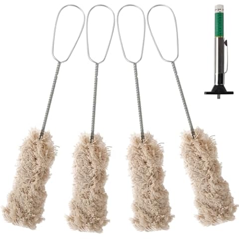 Calvana Extra Long Handle Tire Lubricant Brush Applicator Swab Set (Pack of 4), 12.5 Inch Long, Come with Tread Depth Gauge | Universal Fit for Most Common Luke Buckets Cover