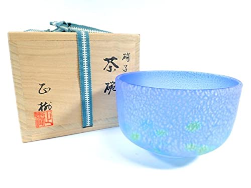 Amazon.co.jp: 斉藤正樹/青彩斑文硝子茶碗/ガラス/共箱付/作家物