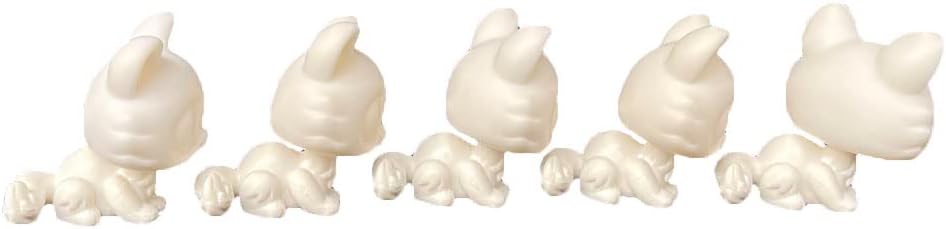LPSCB 5pcs/Pack Bobble Head White Base for Painting Custom Pet Shop Toy Blank Model OOAK DIY Paint (Crouching Cat)