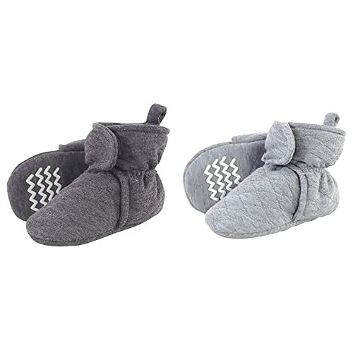 Image of Hudson Baby Girl Quilted Booties 2-Pack, Charcoal Heather Gray, 6-12 Months