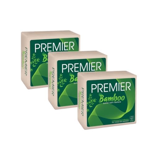 Premier 2-Ply Bamboo Tissue Napkins (150 Pulls) | 50 Pulls x 3 Pack | Facial Tissue | Car Tissue Box | 100% Natural, Biodegradable & Eco-Friendly | Soft, Strong & Highly Absorbent Paper Napkins