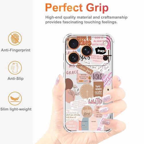 Coque chrétienne iPhone 17 Pro avec citations de la Bible motif Jésus esthétique - 4