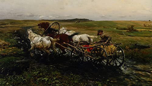 Impression sur toile la course d'Alfred Von Kowalski-wierusz pour décoration salon