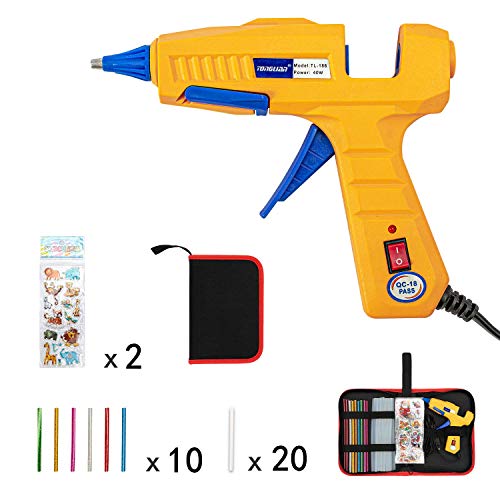 Hot Melt Glue Gun with 30pcs Glue Sticks Upgraded 40W High Temperature Mini Heat Gun for Kids DIY Small Crafts,School Supplies and Home Quick Repairs Hot Glue Gun Full Size with Plastic Glitter Sticks