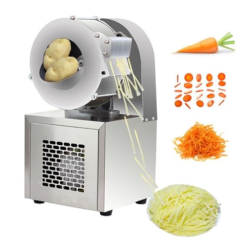 Picadora de verduras eléctrica de 180 W, cortadora rotativa automática comercial de verduras, grosor ajustable de 2,5 mm, rallador eléctrico multifuncional para cebolla, jengibre, limón y col.