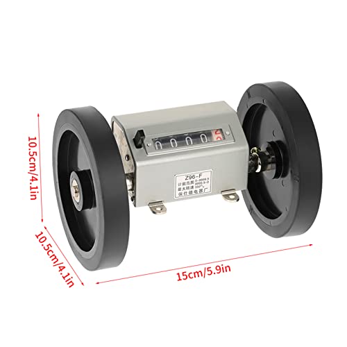 Akozon Rollentyp Meterzähler Rollrad 5-stellig Zählerlängenmessmaschine Max. Geschwindigkeit 350 U/min Grau Reset mit Zählerbereich 0-9999,9 Meter