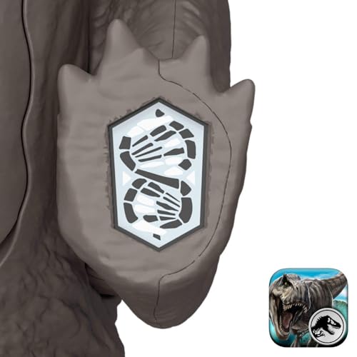 Image of Mattel Jurassic World Rebirth Wild Roar Nasutoceratops Dinosaur Toy with Tail-Controlled Chomp Multi-Direction Attack & Sound, Posable & Digital Play