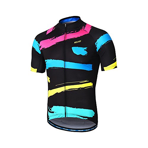 ARSUXEO Heren fietsshirt MTB korte mouwen tricot bike top met zakken met ritssluiting reflecterend Z842 XL