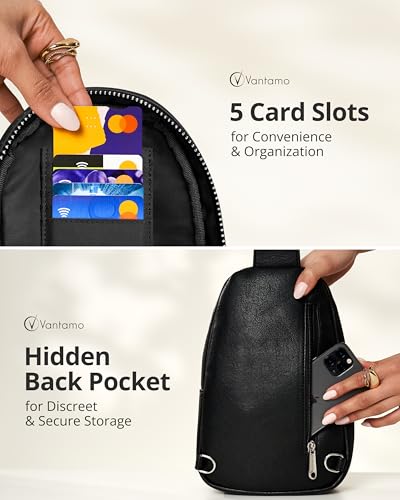 Vantamo Crossbody Sling Bags for Women, RFID & Anti-Pickpocket Clip Cross Body Bag, Adjustable Strap Travel Pack4