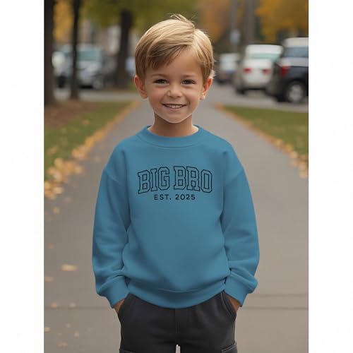 Big Brother Sweatshirt Toddler Baby Boy Embroidery Big Bro Est. 2025 Pullover Crewneck Clothes Announcement Fall Top4