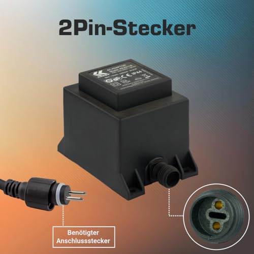 Netzteil 39,6 Watt IP44, LED-Trafo, Transformator 230V auf 12V, Netzkabel 2-Pin-Stecker, Netzstecker 2 Polig, 12V Adapter, Netzteil-Adapter, Netzgerät, Netzadapter