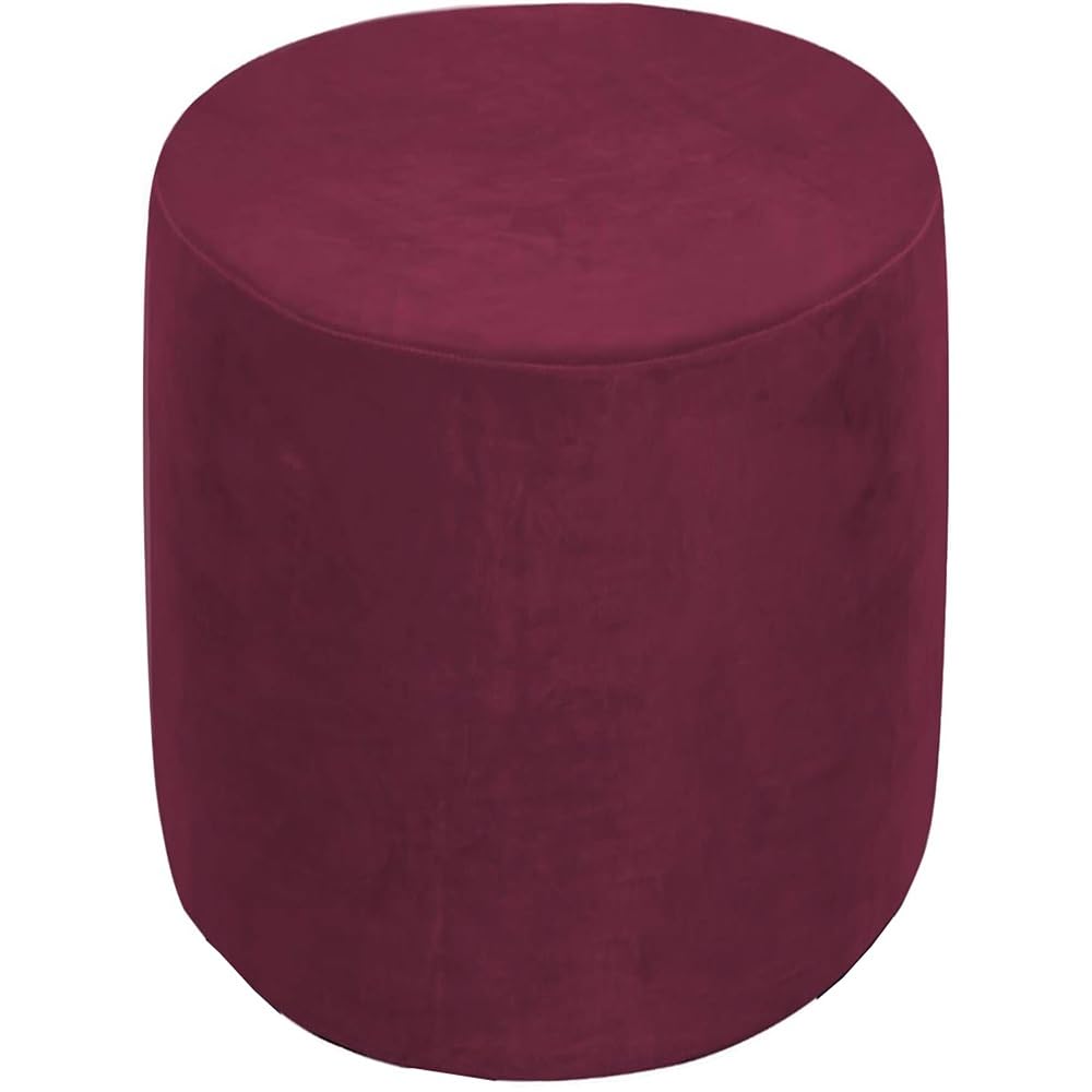 Round Ottoman Slipcover Cover Velvet Small/Large Footstool Protector Covers Stool Ottoman Covers Stretch with Elastic Bottom, Feature Textured Checked Fabric Machine Washable(#20,Diameter:60cm)