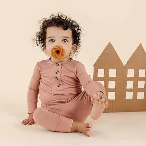 Image of Doddle & Co. Holland Pop Pacifier, Natural Shape, 100% Silicone (Peach /Rust, 3+ Months)
