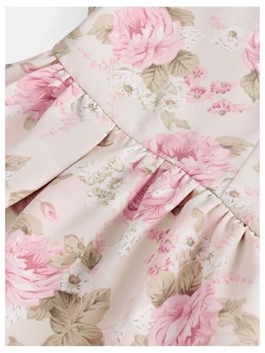 Verdusa Girl's Floral Bow Tie Shoulder Princess Dress Summer Tiered Layered Vacation Dresses4