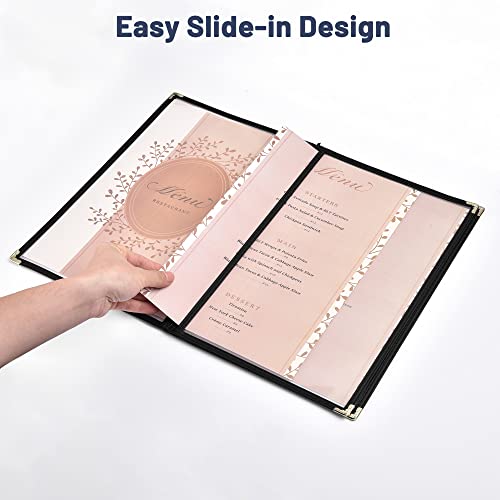 Yescom 30 Pack 8.5"X14" Menu Covers 3 Pages 6 Views Black Triple Book Style Cafe Restaurant Folder #TOP3