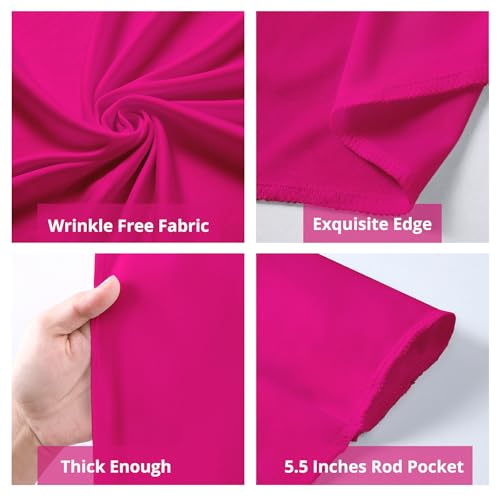 Image of 20x10ft Hot Pink Backdrop Curtain for Wedding Parties Wrinkle Free Fabric Fuchsia Drapes Backdrop Decoration for Baby Shower Birthday Photography Decoration 4 Panels, 5ft x 10ft