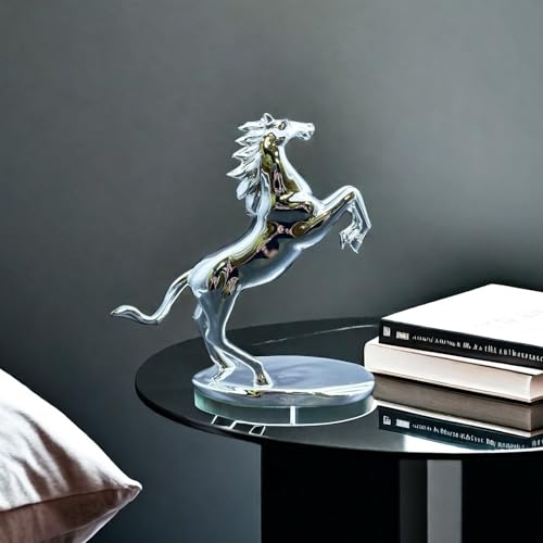 Estatua decorativa de caballo plateada de resina 9.9x3.8x11 in miniatura 6