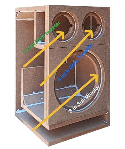 Image of NRS AUDIO 8 in Sub - Double 4 in Silk Dom Tweeter Car Sub Box [F-8-3-3]