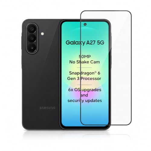 Image of Tempered Glass Screen Protector for Samsung Galaxy A27 5G | Military-Grade, Edge to Edge Coverage, Easy Self Installation Kit