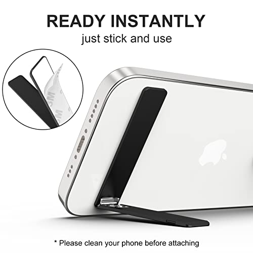 Dob Sechs 3Pcs Phone Kickstand Stick On, Ultra-Thin, Portable, Vertical And Horizontal Phone Stand, Angle Adjustable, Aluminum Alloy Cell Phone Kickstand For Phone, Ipad, Tablet, Black #TOP2