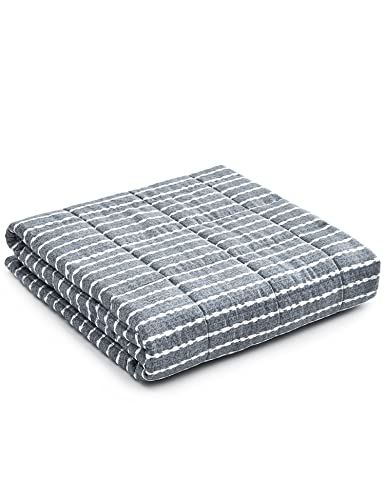 YnM Weighted Blanket,Heavy 100 Percent Oeko-Tex Certified Cotton Material(Blue White, 80''x87'' 25lbs), Two Persons(110~190lb) Sharing Use on Queen/King Bed | A Duvet Included