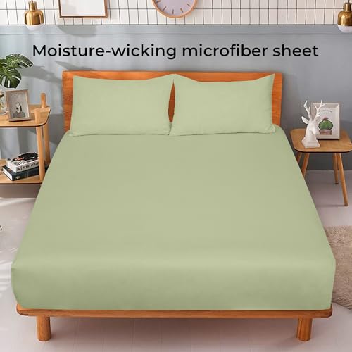 Image of Royale Linens Fitted Sheet Queen - Ultra Soft 1800 Brushed Microfiber - Hotel Luxury Bottom Sheets - Wrinkle Free & Fade Resistant - Deep Pocket Fitted Sheet Only (Queen, Sage Green)