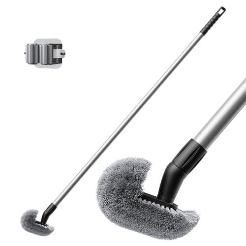 Toilet Bowl Brush with Long Handle 23-42inch Adjustable 4-Section Aluminum Pole Durable Nylon Bristles No Bending Bathroom Cleaning Brush for Seniors Pregnant Women Back Pain Sufferers Janitors