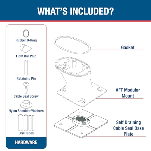 Image of SEAVIEW FWD Raked 5 inch White Modular Mount | Designed for radars, Starlink, satdomes, cameras & searchlights | 7 inch x 7 inch base plate | Top Plate Required | PMF57M1.