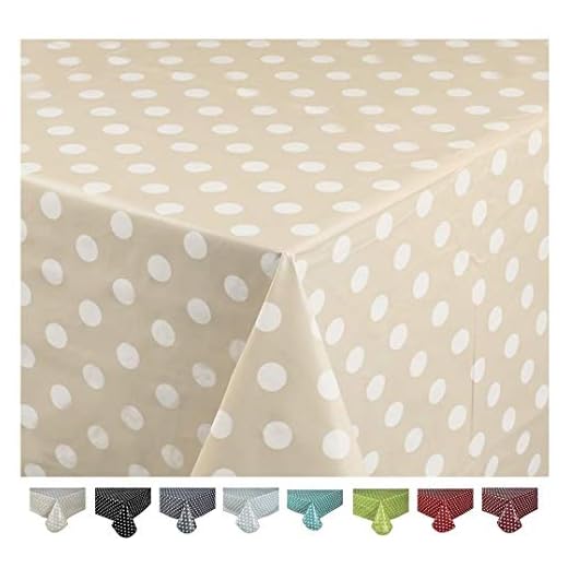 Mantel de hule, rectangular 140 x 240cm Lunares Beige