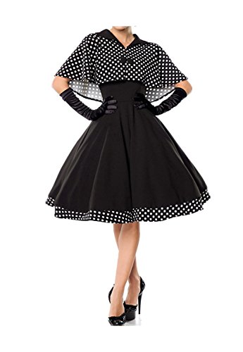 Belsira Damen Swing-Kleid mit Cape im Retro-Style S