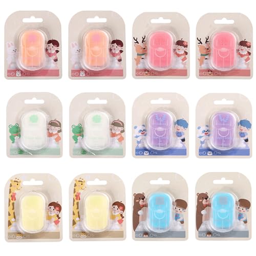 12 Boxes 600 Sheets Scented Soap Paper Sheets Portable Travel Disposable Hand Washing Cleaning Soap Paper,Multicolor (12)